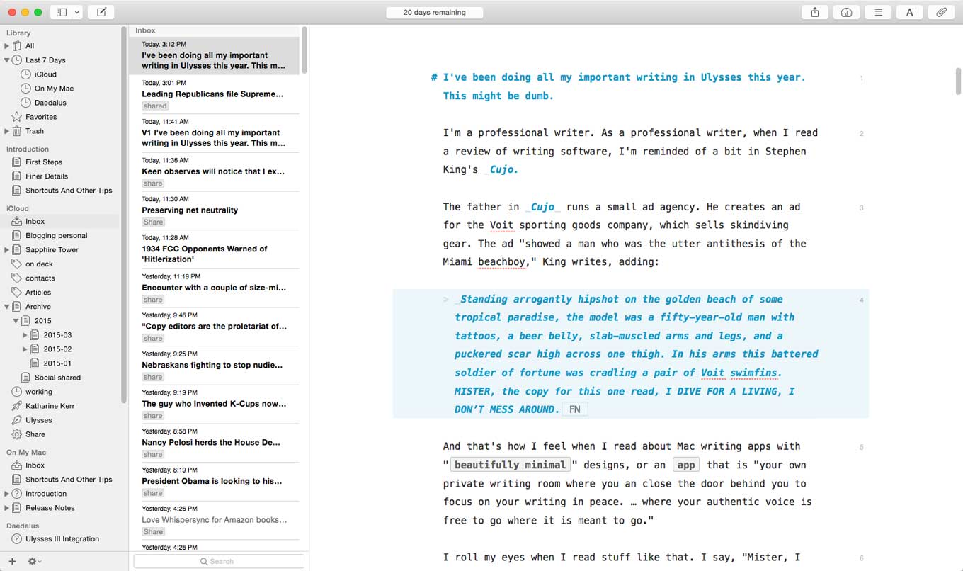 ulysses for mac review